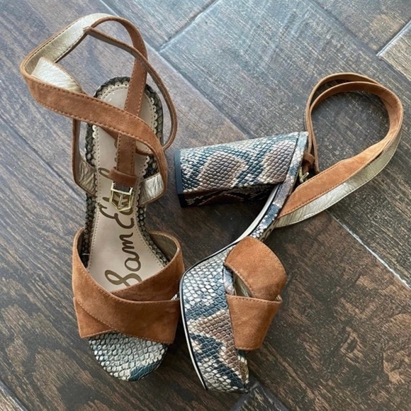 Sam Edelman Snakeprint leather platform shoes size 6 - Picture 3 of 8